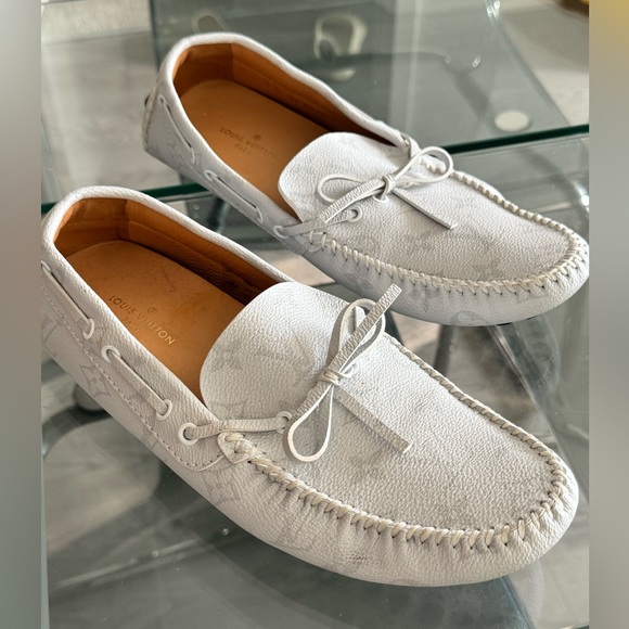 Louis Vuitton men's moccasin monogram loafers size 9 white - Picture 2 of 6